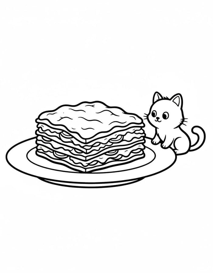 Lasagne con Gatto da colorare