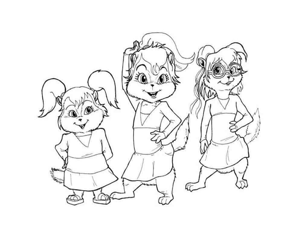 Le Chipettes di Alvin Superstar da colorare
