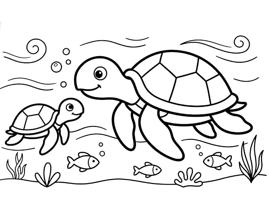 Le tartarughe marine si incontrano da colorare