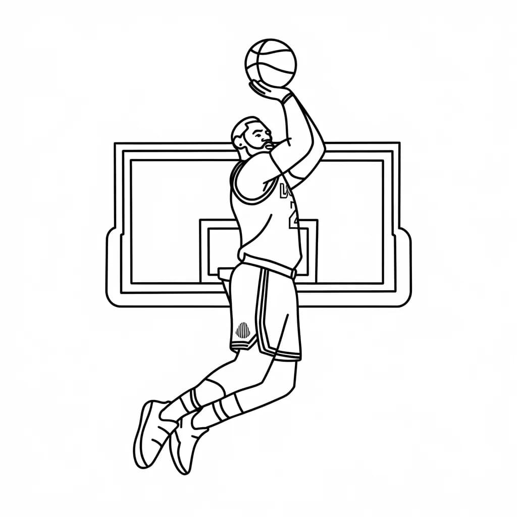 LeBron James che tira a canestro da colorare