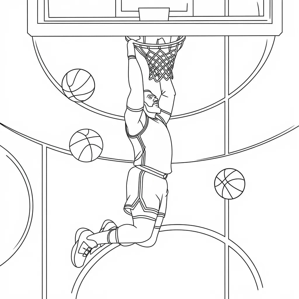LeBron James schiaccia a canestro da colorare