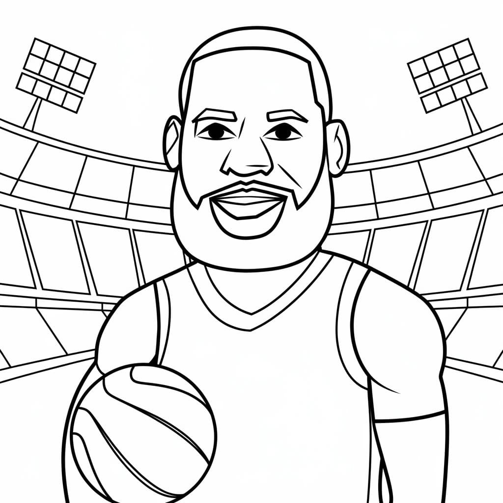 LeBron James sorridente da colorare