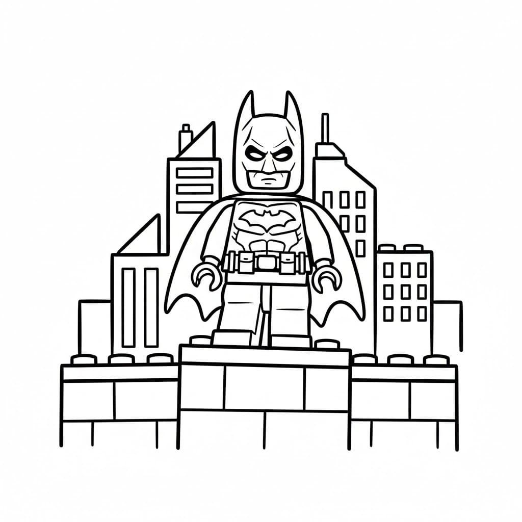 Lego Batman sul tetto da colorare