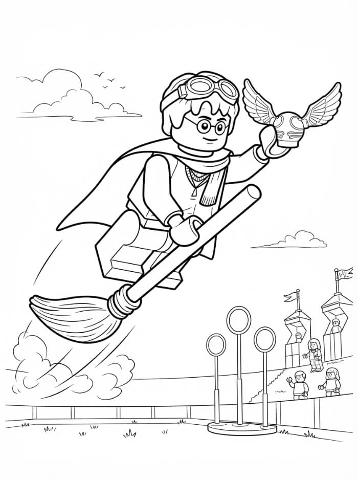 Lego Harry Potter che afferra qualcosa da colorare