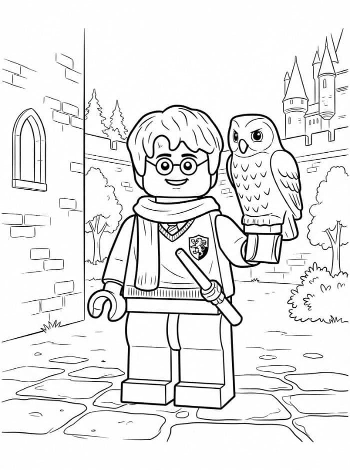 Lego Harry Potter con il gufo da colorare