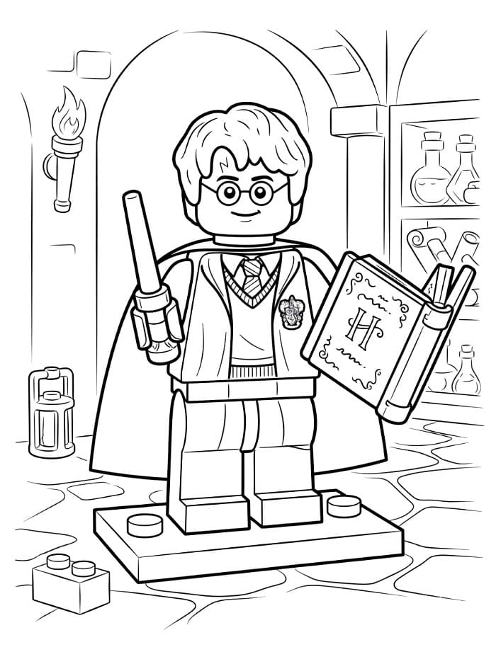 Lego Harry Potter con un libro di incantesimi da colorare