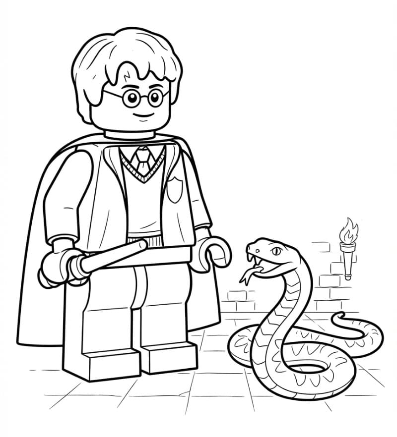 Lego Harry Potter con un serpente da colorare