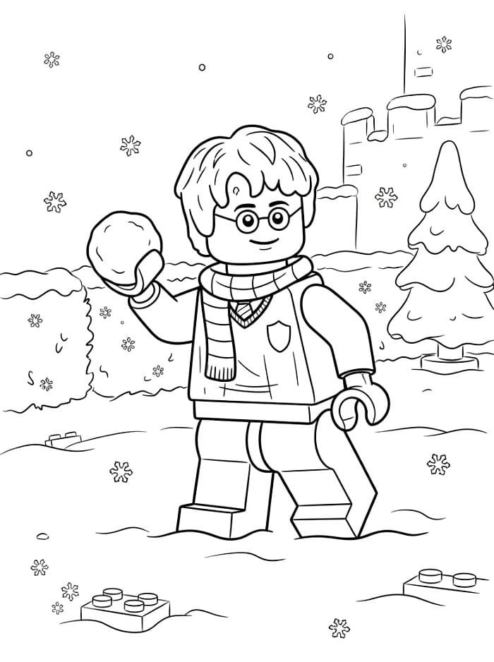 Lego Harry Potter con una palla di neve da colorare
