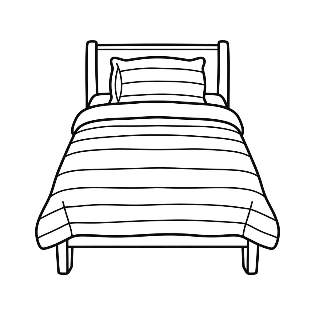 Letto con coperta a righe da colorare