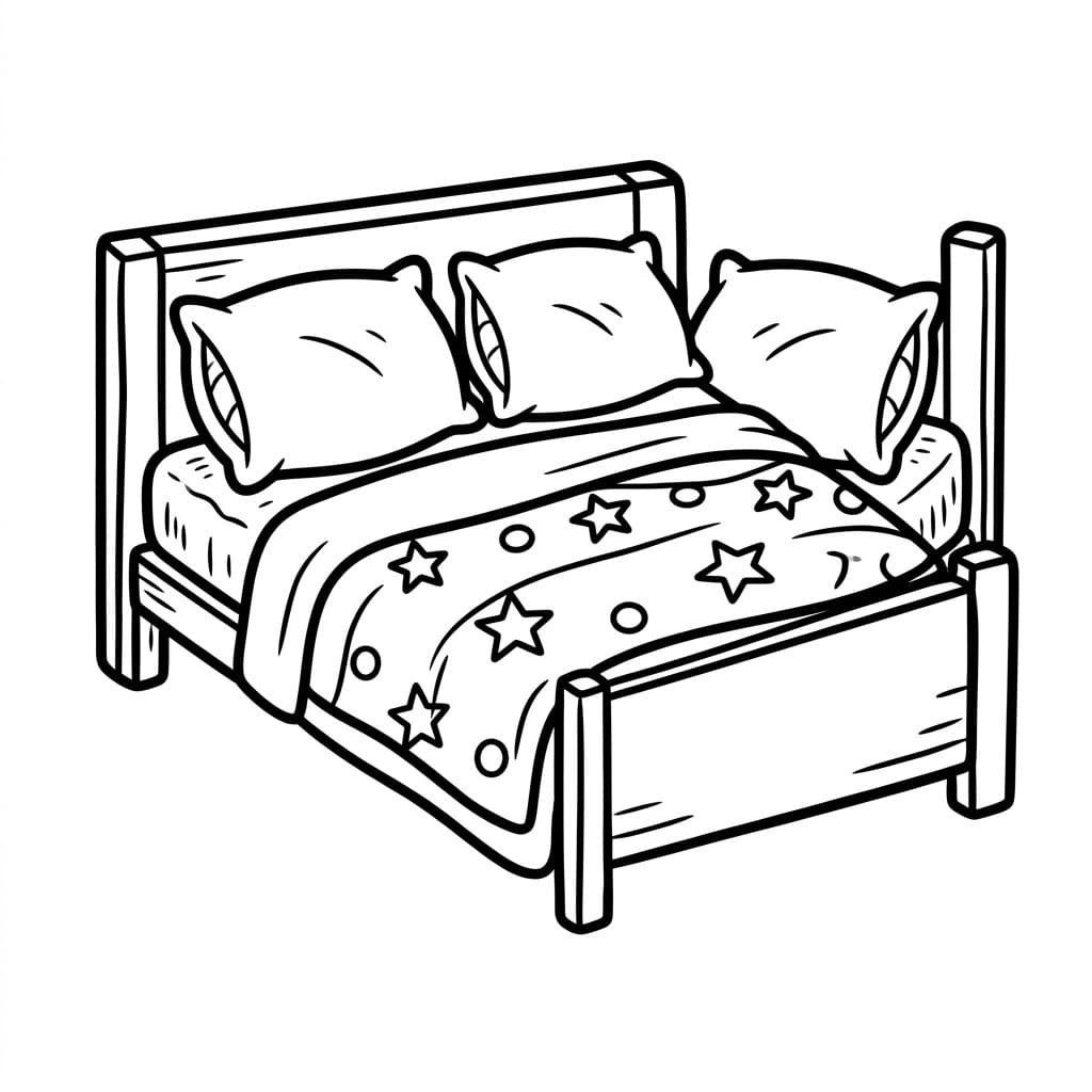 Letto con due cuscini da colorare