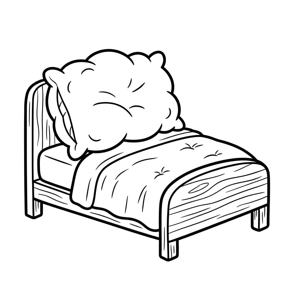 Letto con grande cuscino da colorare