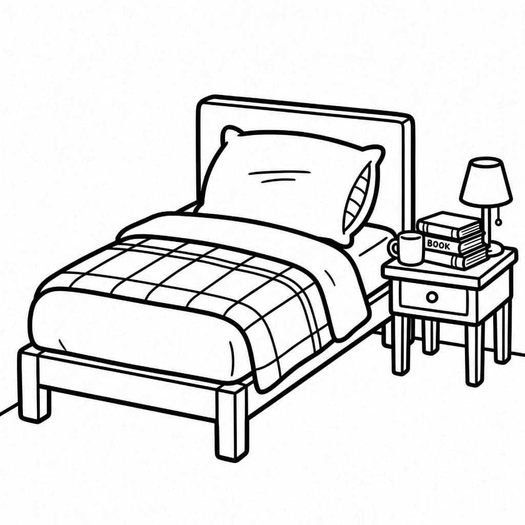 Letto con libri da colorare