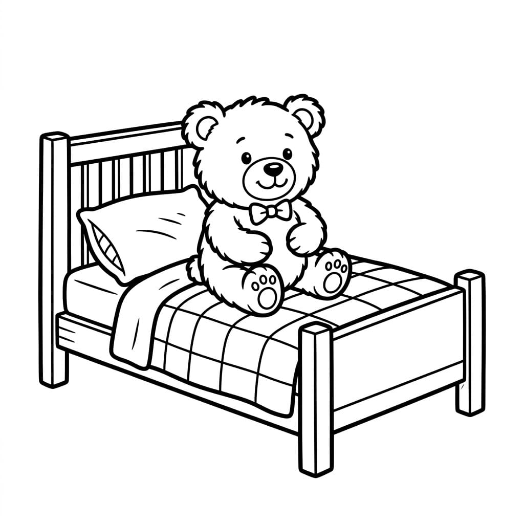 Letto con orsacchiotto da colorare