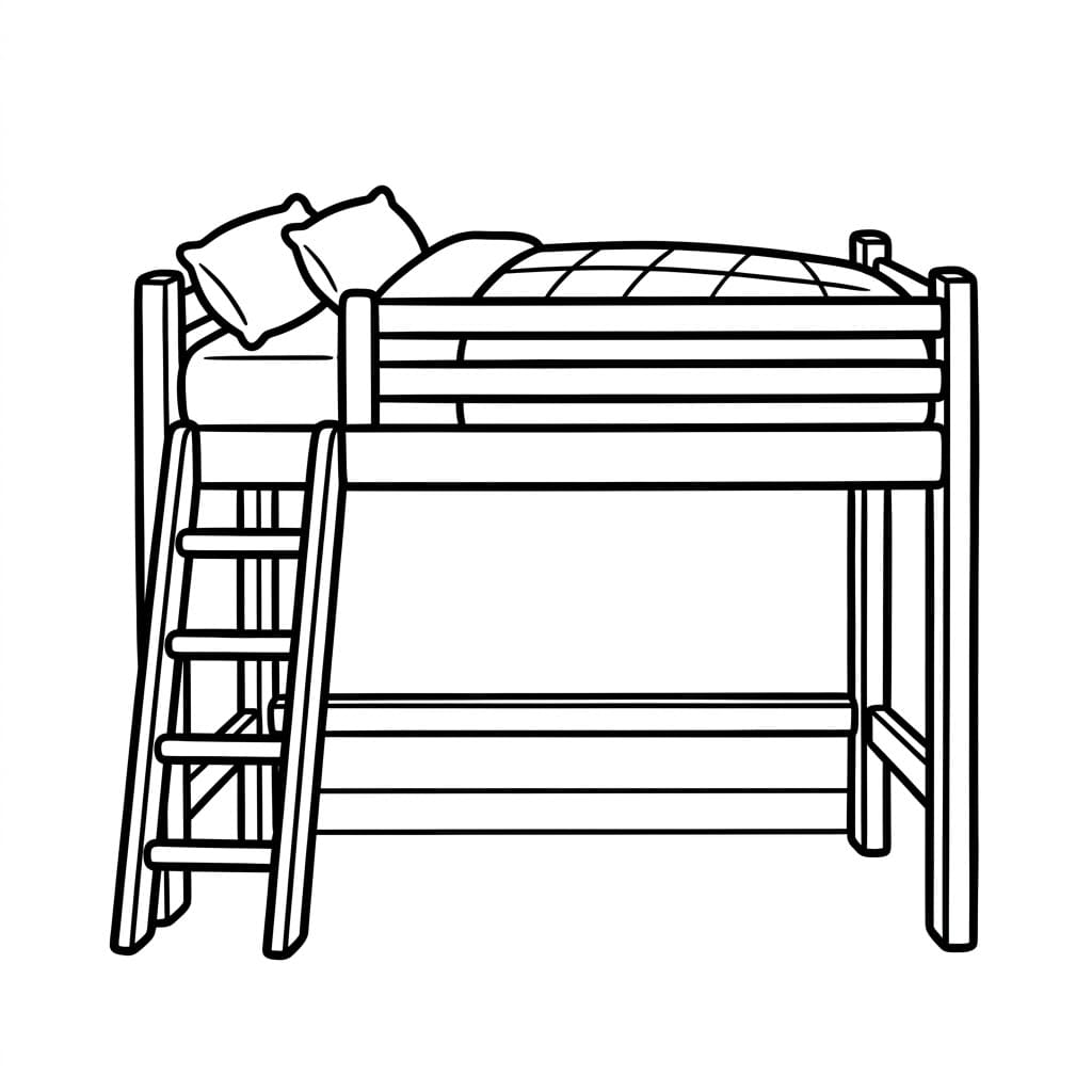 Letto con scala da colorare