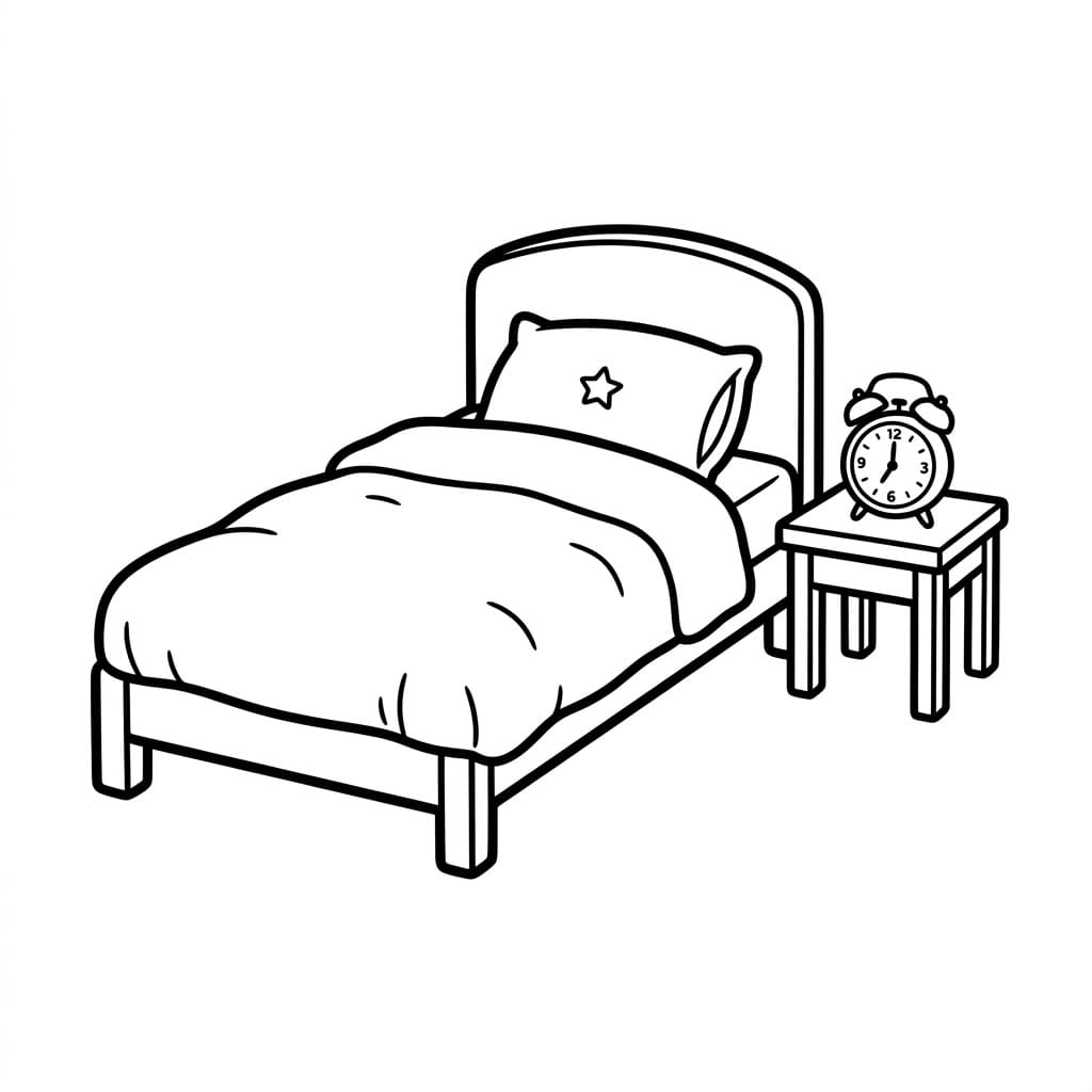 Letto con sveglia da colorare
