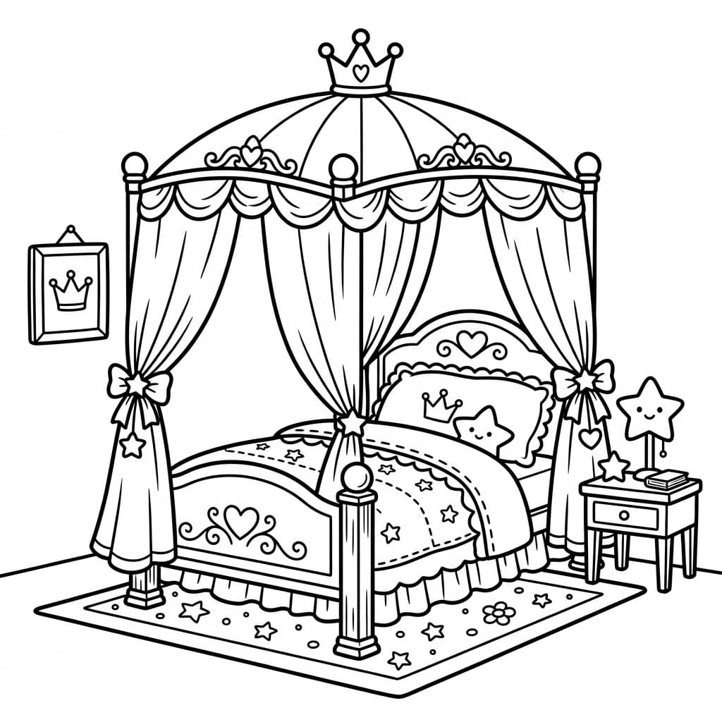 Letto da principessa da colorare