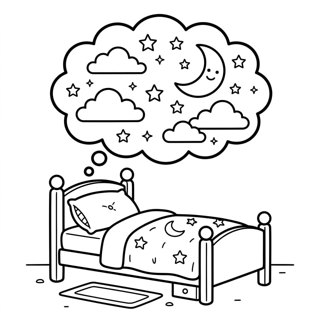 Letto dei sogni da colorare