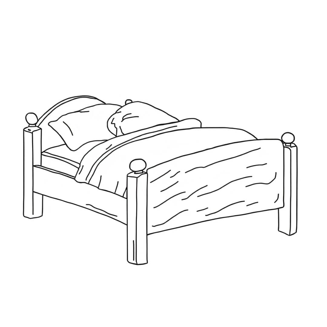 Letto in legno da colorare