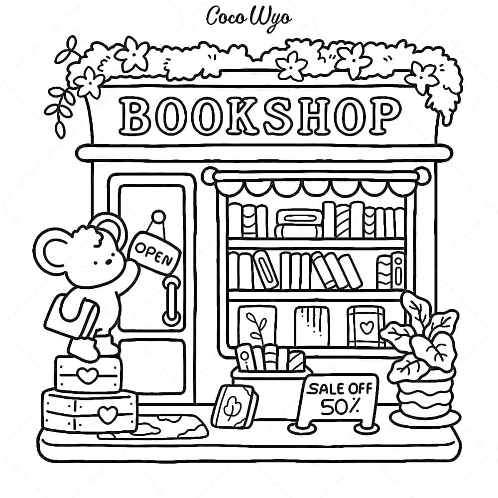 Libreria di Coco Wyo da colorare
