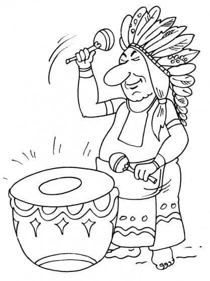 L'indiano suona il tamburo da colorare
