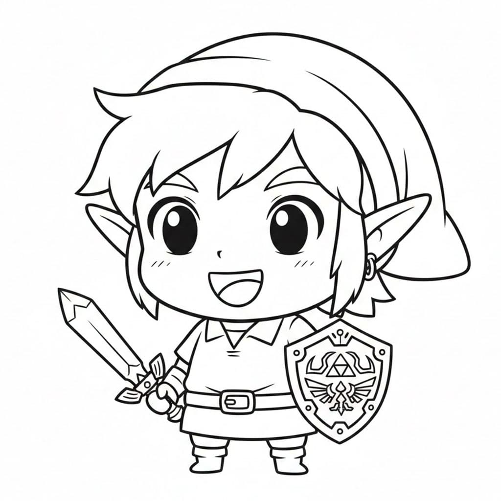 Link Chibi Sorride da colorare