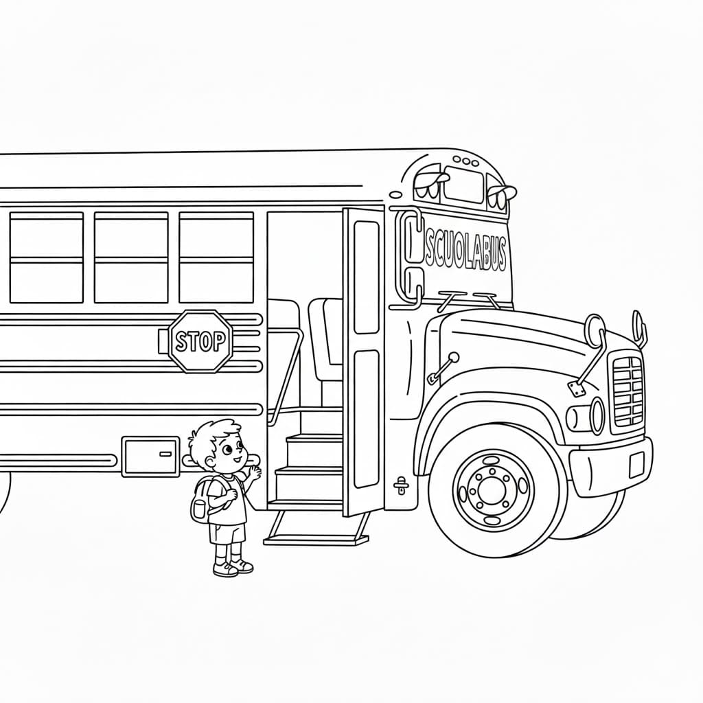Lo scuolabus è aperto da colorare