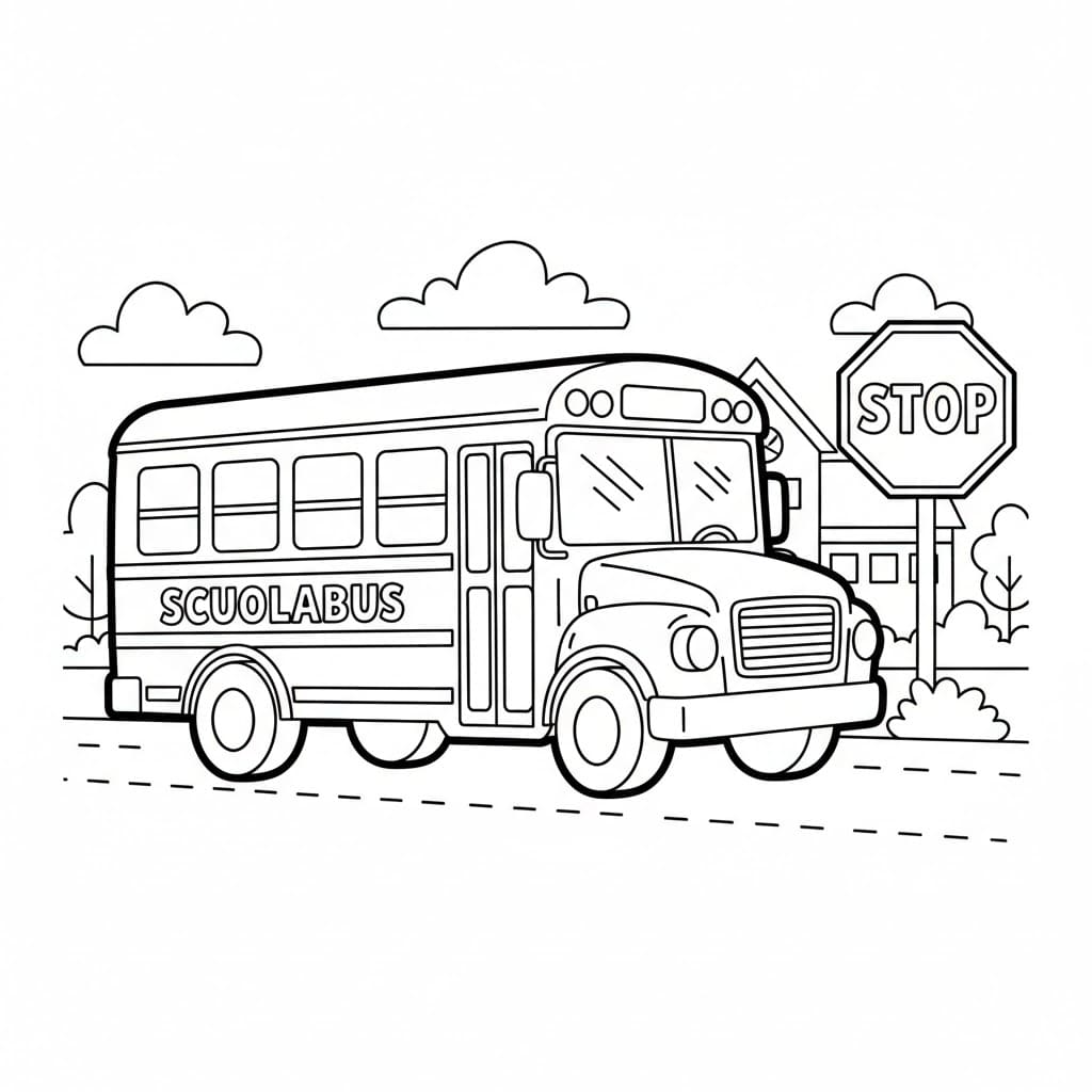 Lo scuolabus si ferma da colorare