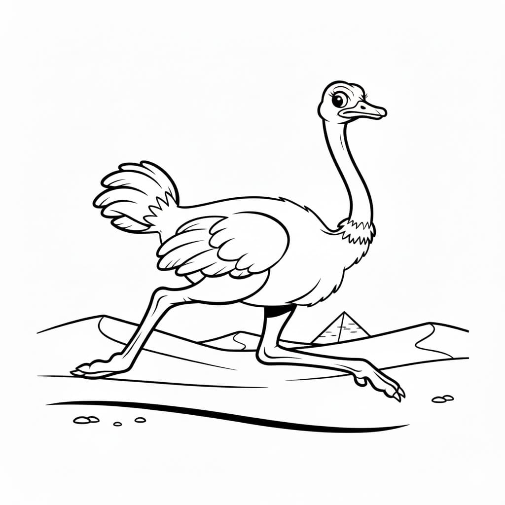 Lo struzzo corre veloce da colorare