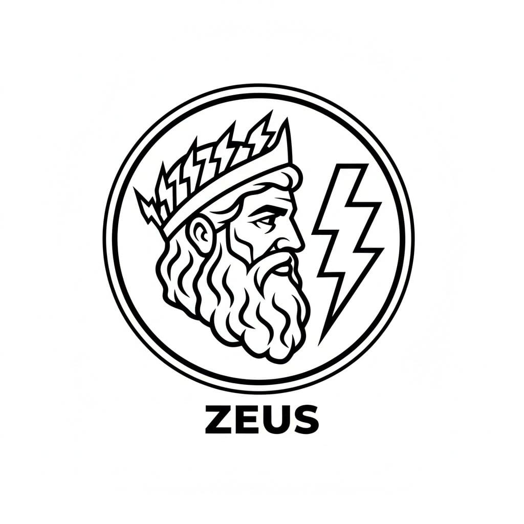 Logo Zeus in stile semplice da colorare