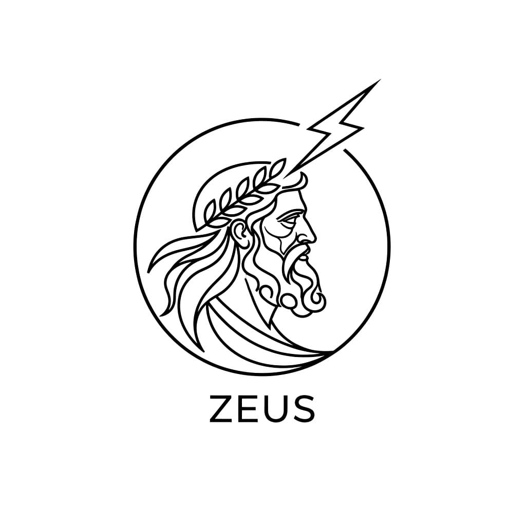 Logo rotondo di Zeus da colorare