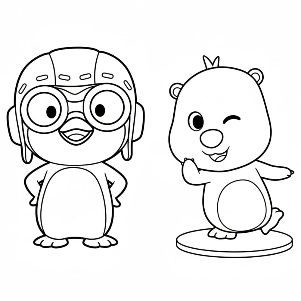 Loopy e Pororo da colorare