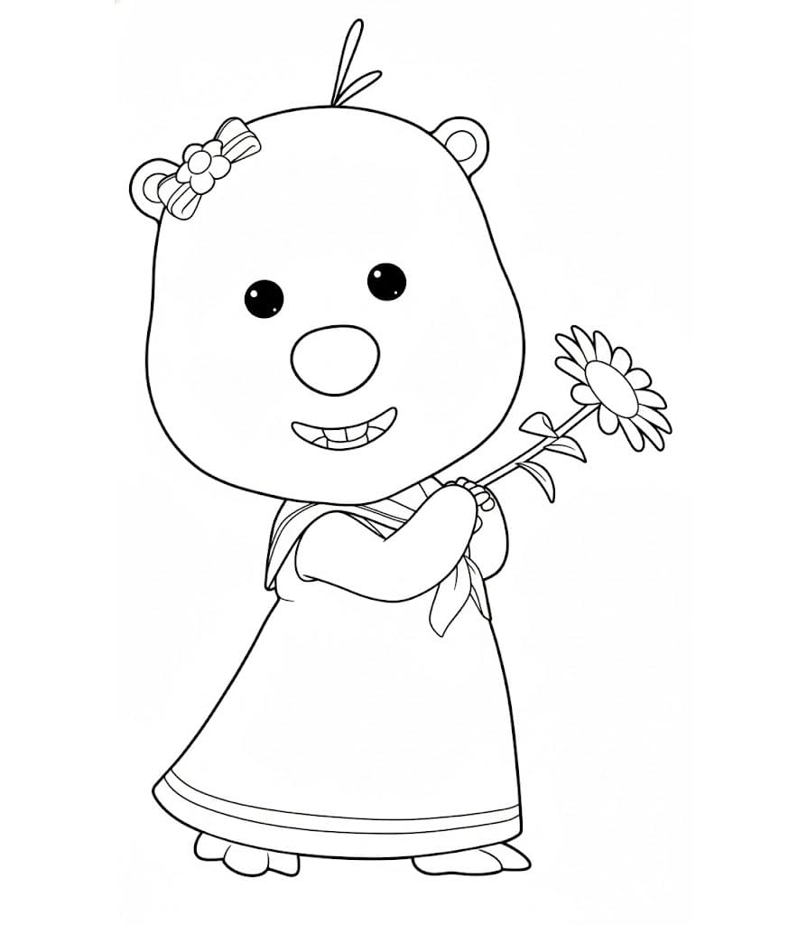 Loopy tenere un fiore da colorare