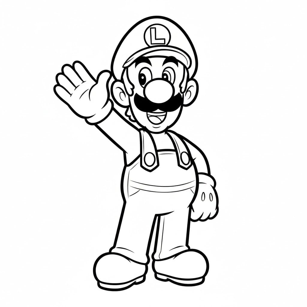 Luigi che saluta da colorare