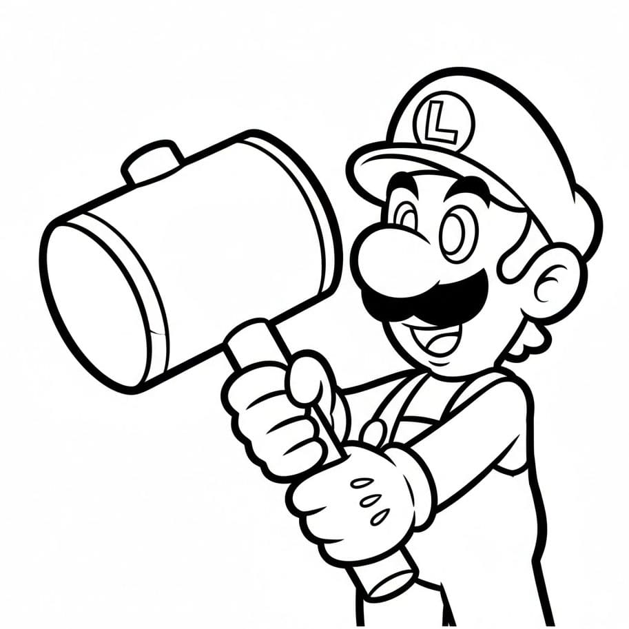 Luigi con il martello da colorare