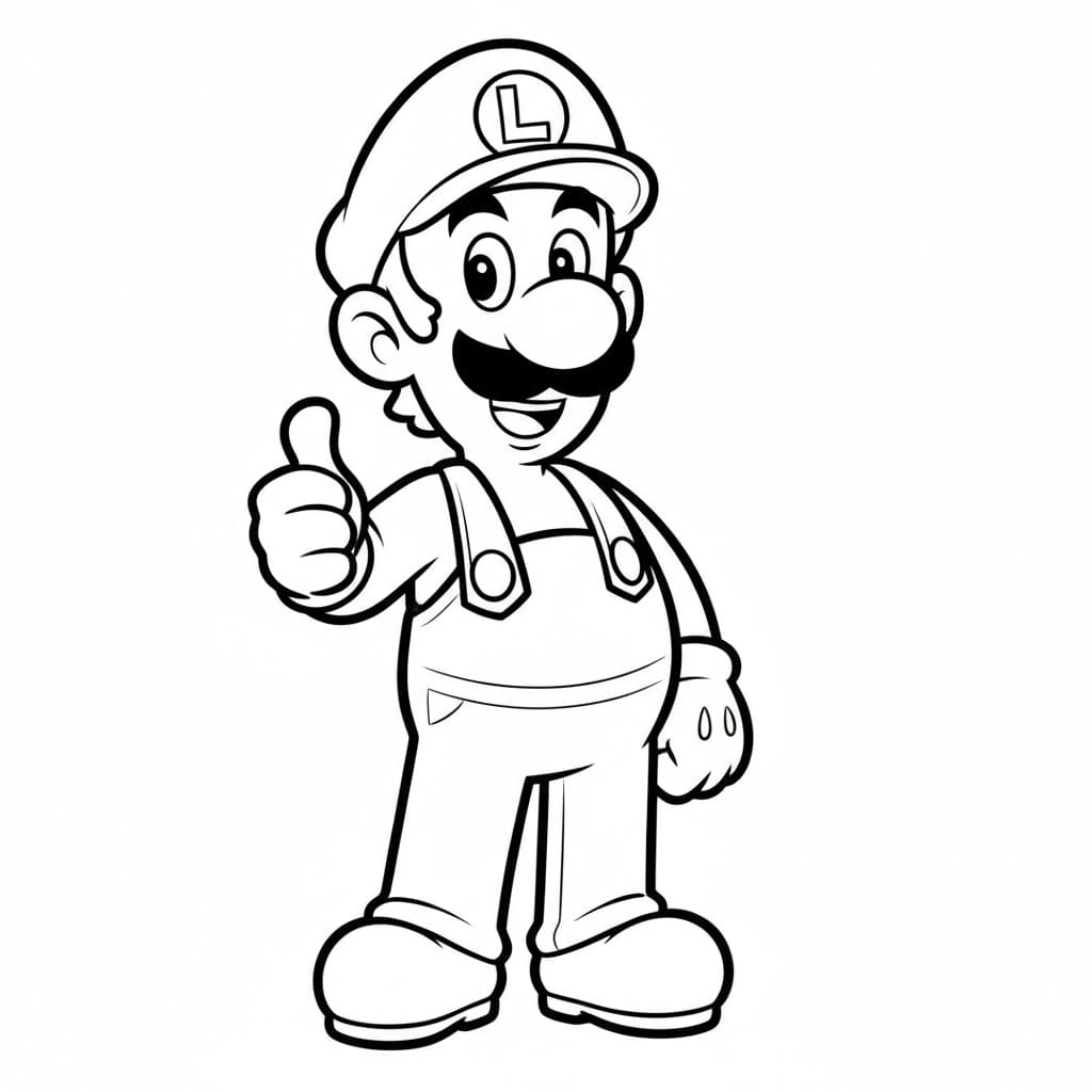 Luigi con il pollice in su da colorare