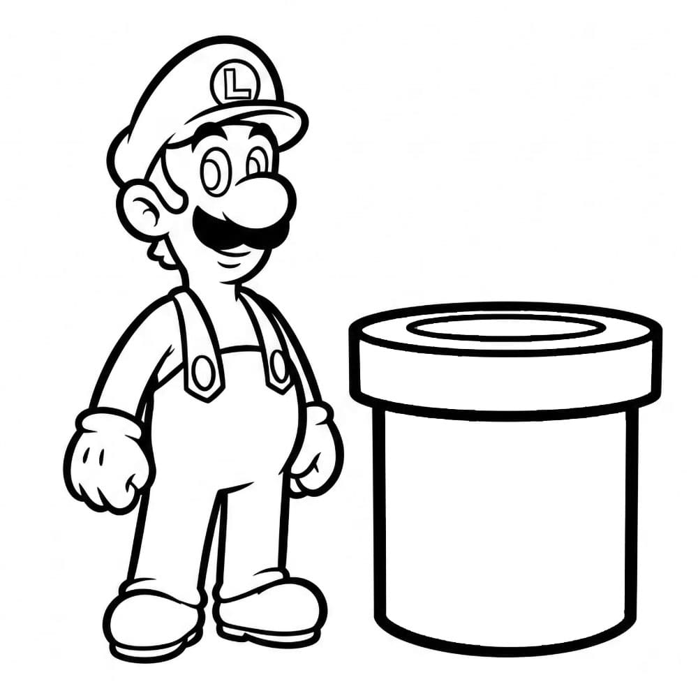 Luigi con il tubo da colorare