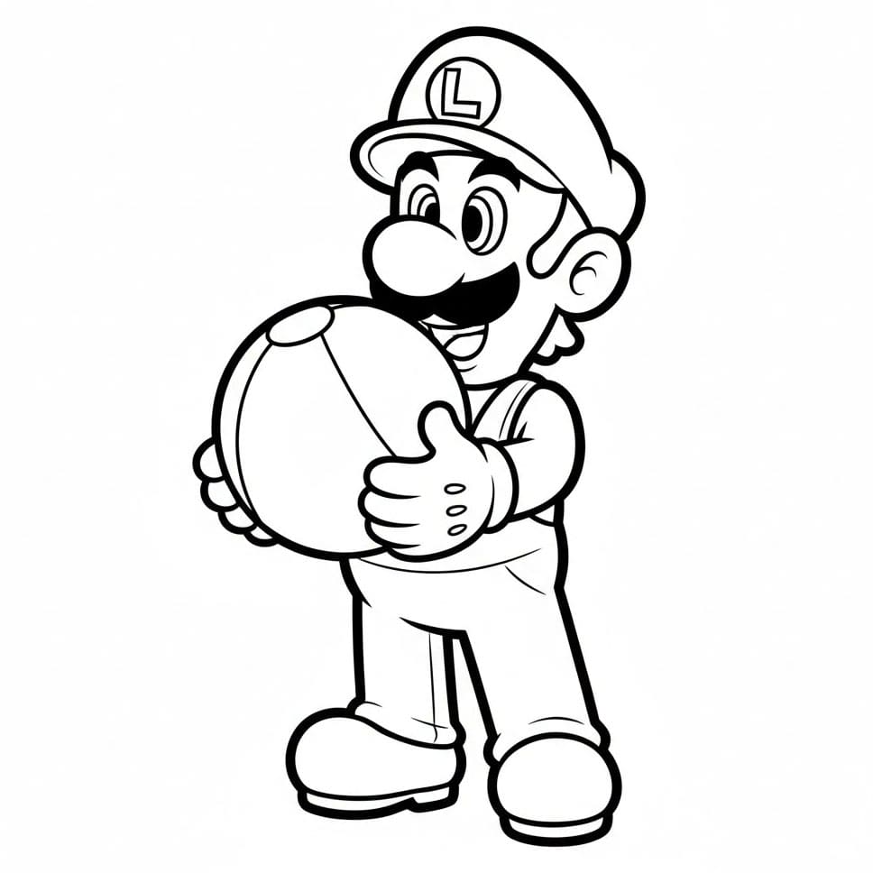 Luigi con la palla da colorare
