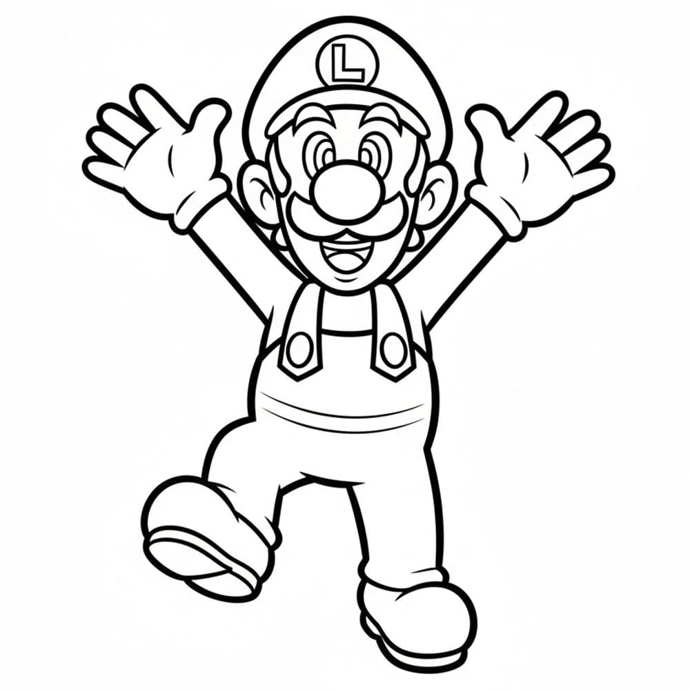 Luigi con le mani alzate da colorare
