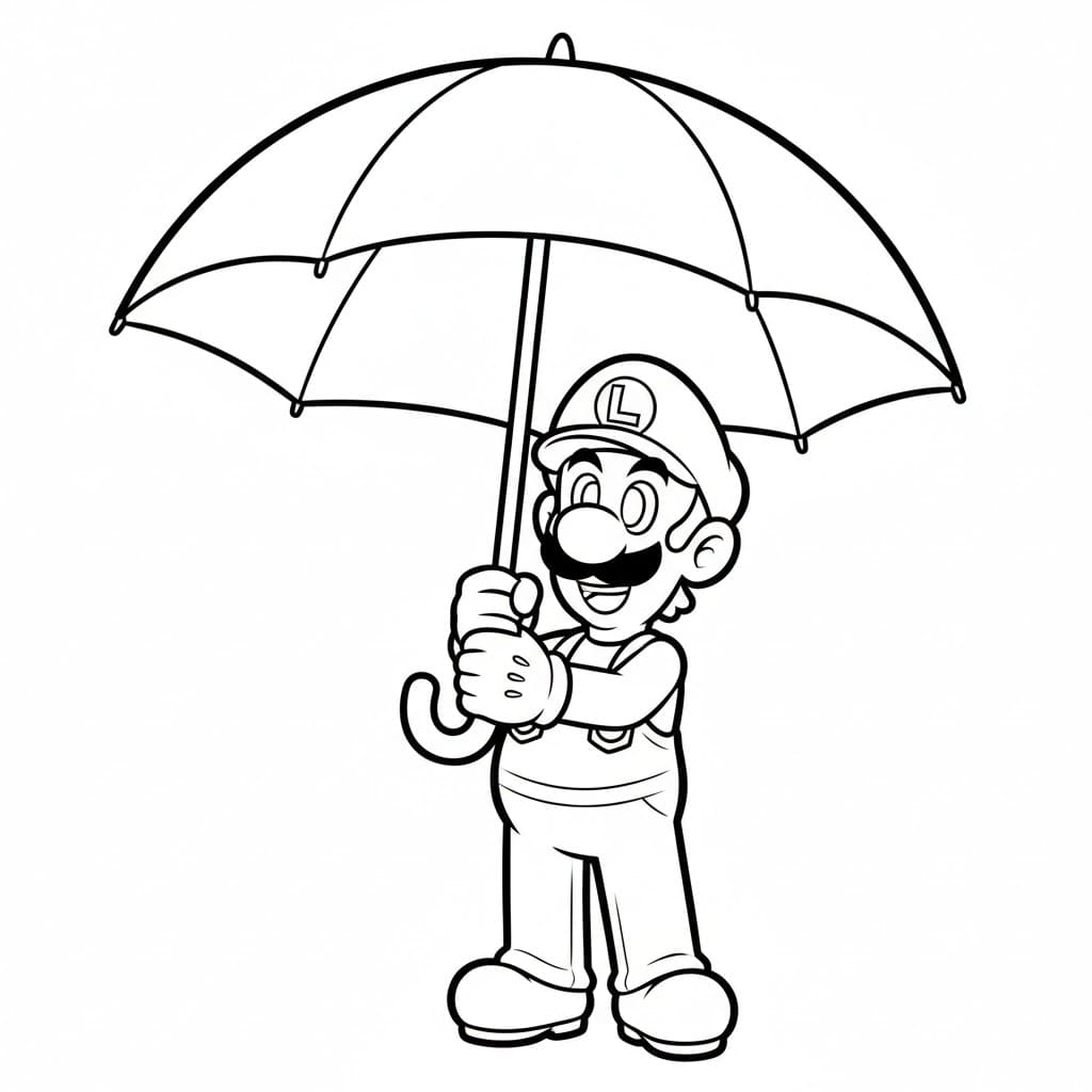 Luigi con l’ombrello da colorare