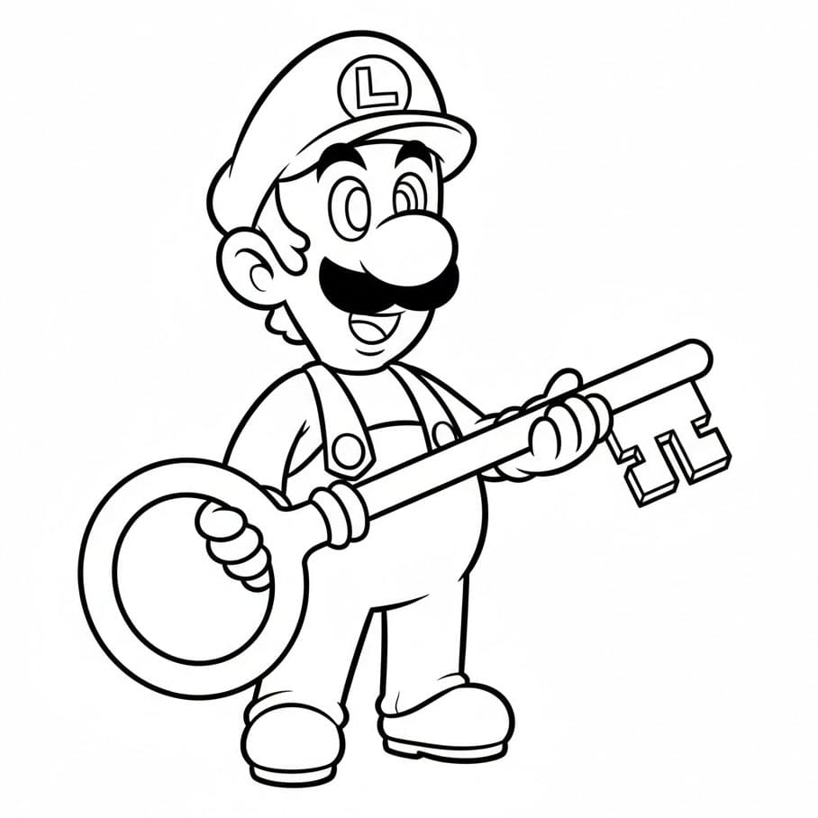 Luigi con una chiave da colorare