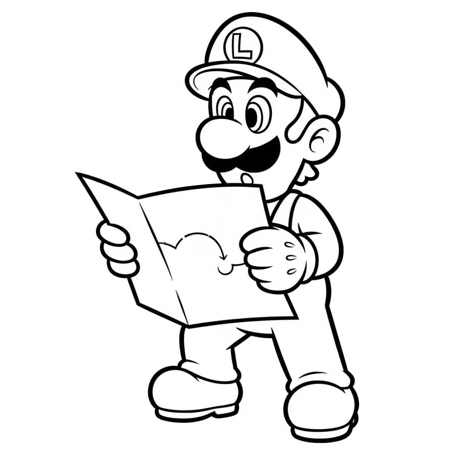 Luigi con una mappa da colorare