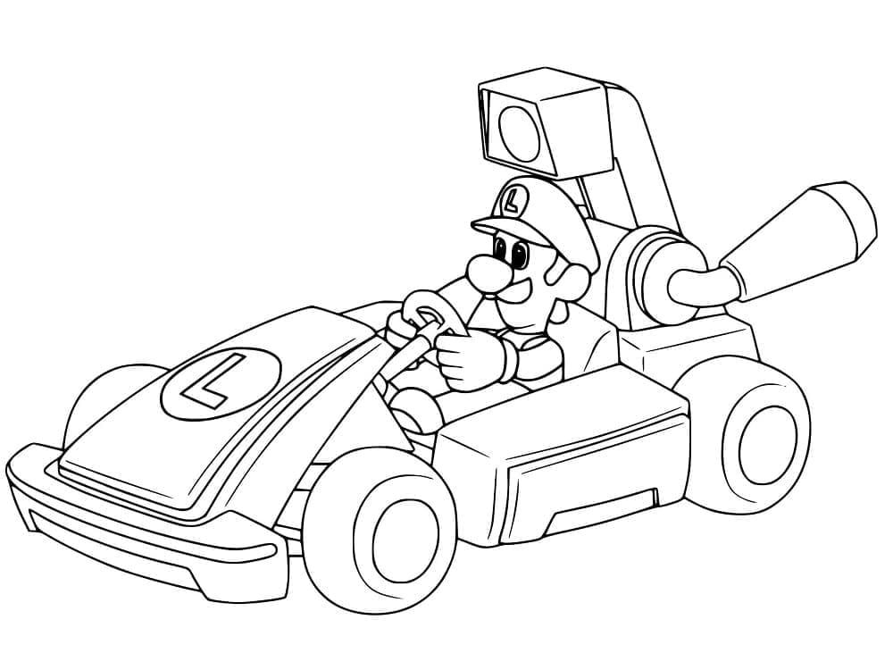 Luigi in Mario Kart da colorare