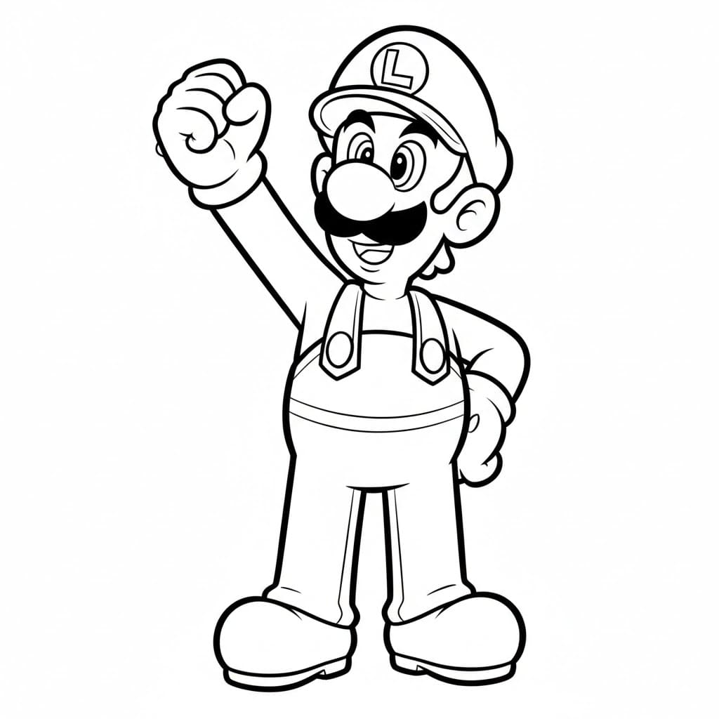 Luigi in posa vittoriosa da colorare
