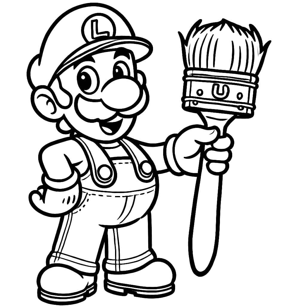 Luigi tiene un pennello da colorare