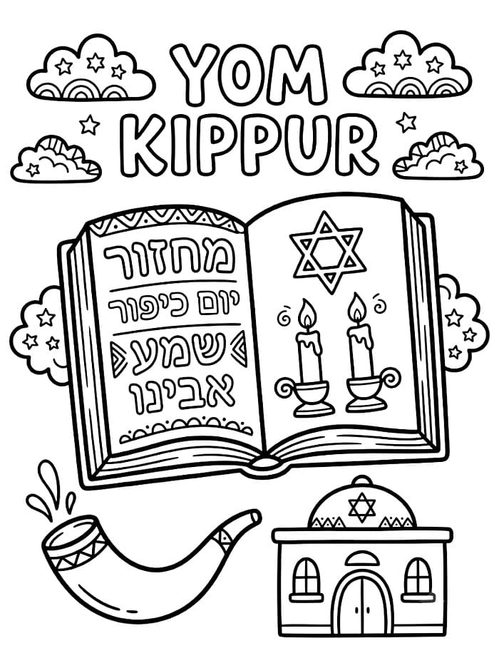 Machzor aperto per Yom Kippur da colorare