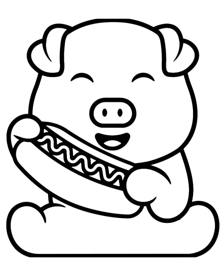 Maiale e Hot Dog da colorare