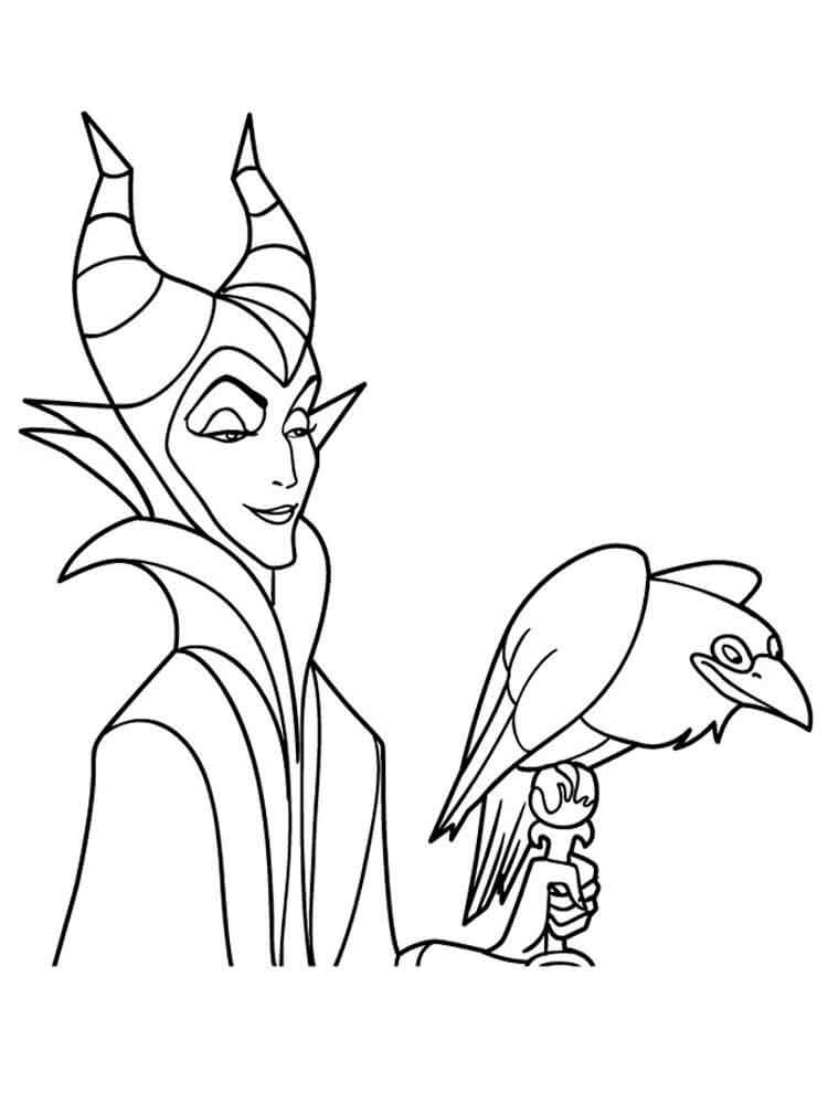 Maleficent with Crow da colorare