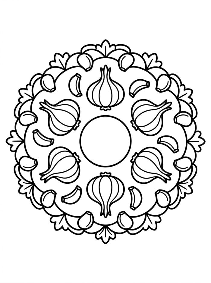 Mandala d'Aglio da colorare