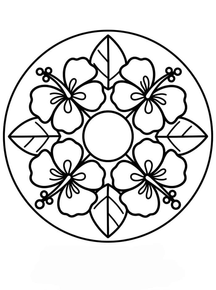 Mandala di ibisco da colorare