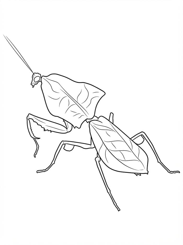 Mantide foglia secca da colorare